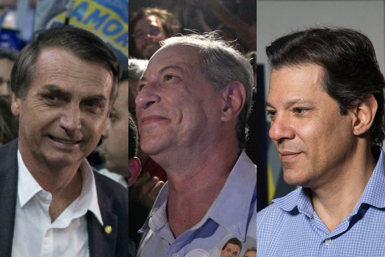 Bolsonaro, Ciro e Haddad. 