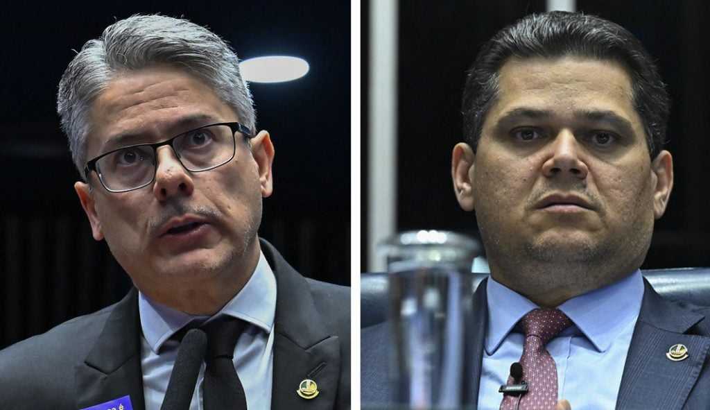 Os senadores Alessandro Vieira e Davi Alcolumbre. Fotos: Waldemir Barreto/Agência Senado e Jefferson Rudy/Agência Senado