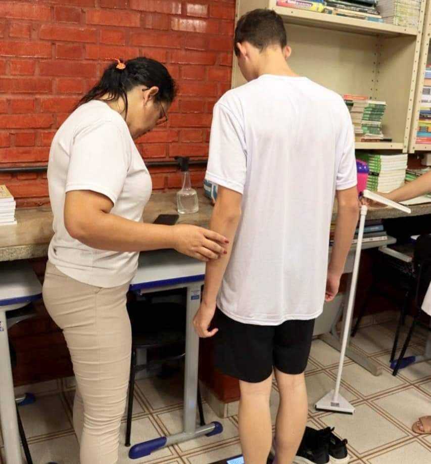 Equipe de Saúde fez avaliação nutricional e antropométrica, na Escola Alonso de Morais