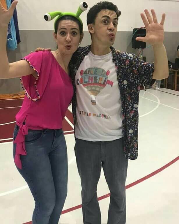 A professora Karla com Estevão Marques, no curso Baile do Colherim