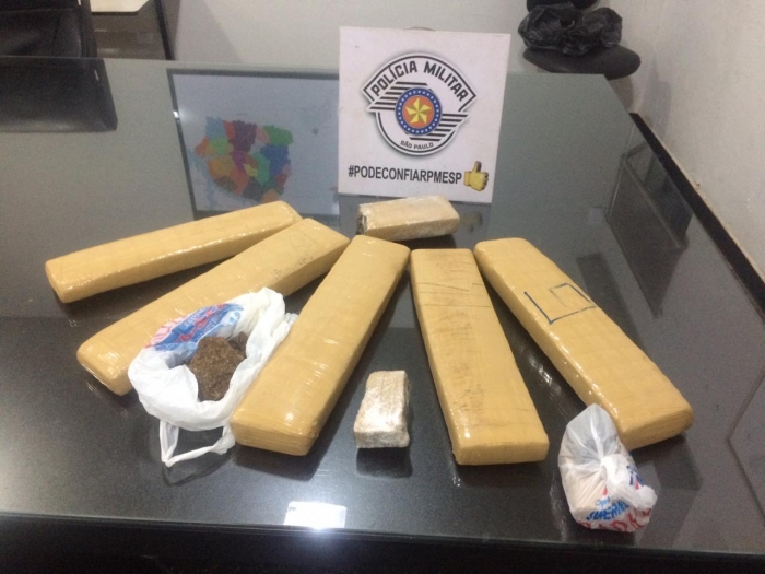 Polícia Militar de Jales prende quatro traficantes com 6,5kg de maconha