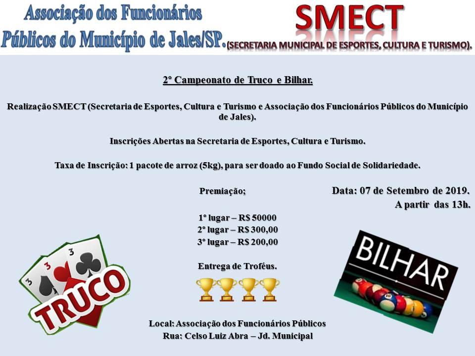 Jales: Estão abertas as inscrições para o 2º Campeonato de Truco e Bilhar
