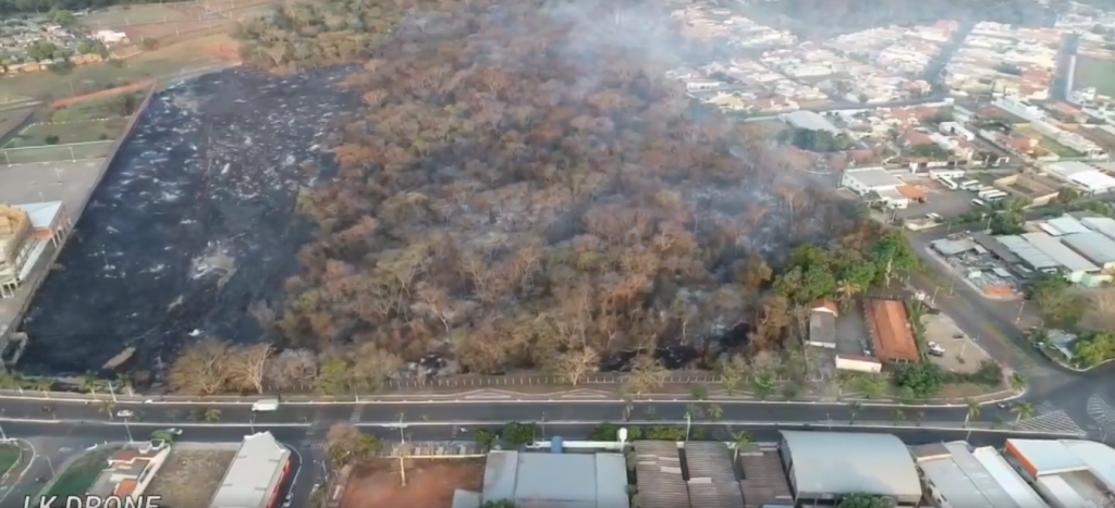 Fotos aéreas da área consumida pelo fogo