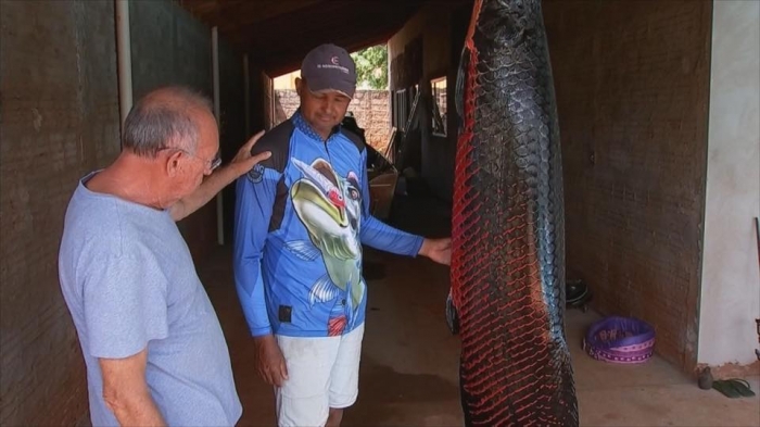 Pirarucu de 110 kg é fisgado no Rio Grande na região