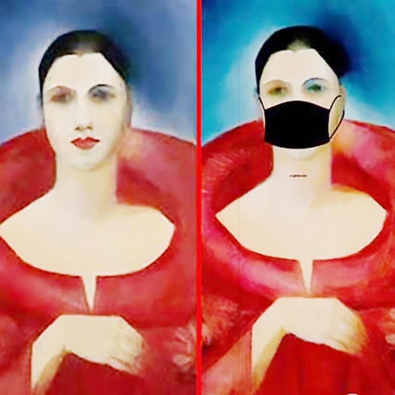 Os alunos recriaram a obra “Autorretrato” de Tarsila do Amaral