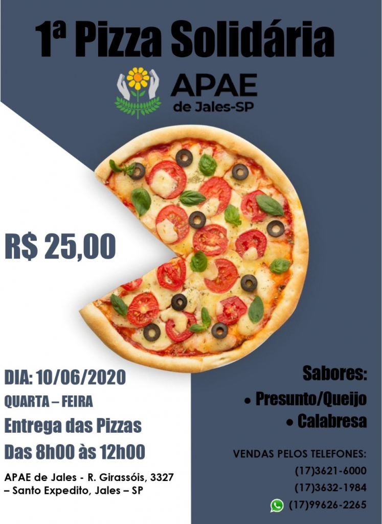 APAE realizará “Pizza Solidária” na quarta-feira (10)