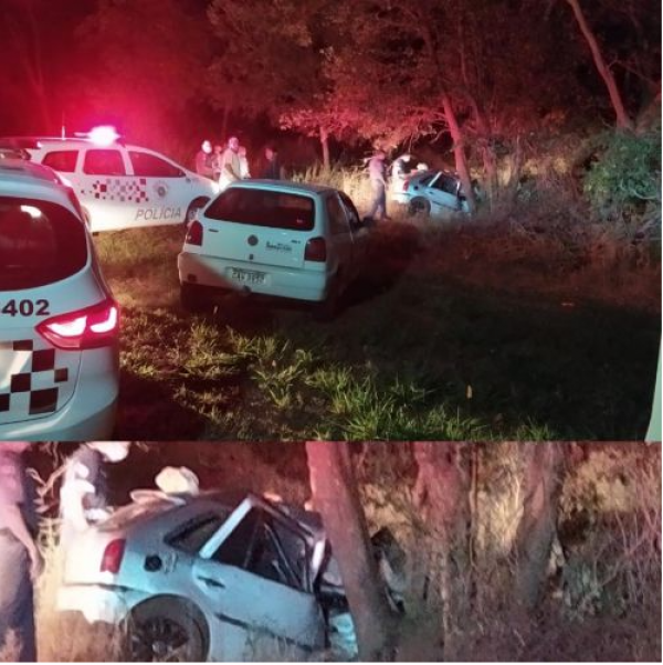 O motorista acabou colidindo com uma árvore
