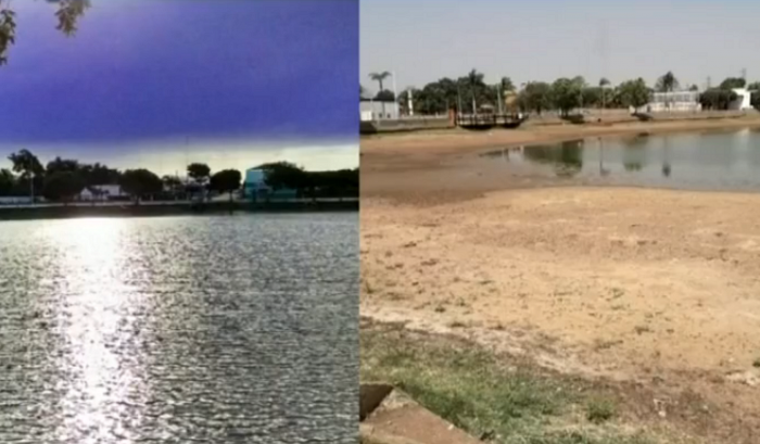 Respectivamente, o antes e depois da lagoa