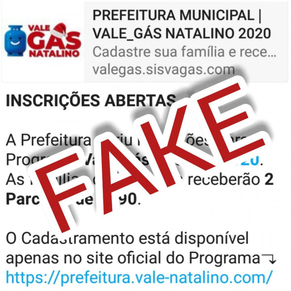 Prefeitura de Fernandópolis alerta sobre “golpe do vale-gás”
