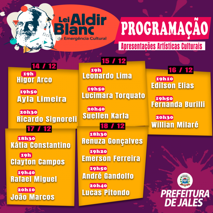 Artistas beneficiados com a Lei Aldir Blanc fazem apresentações on line em comemoração ao Natal