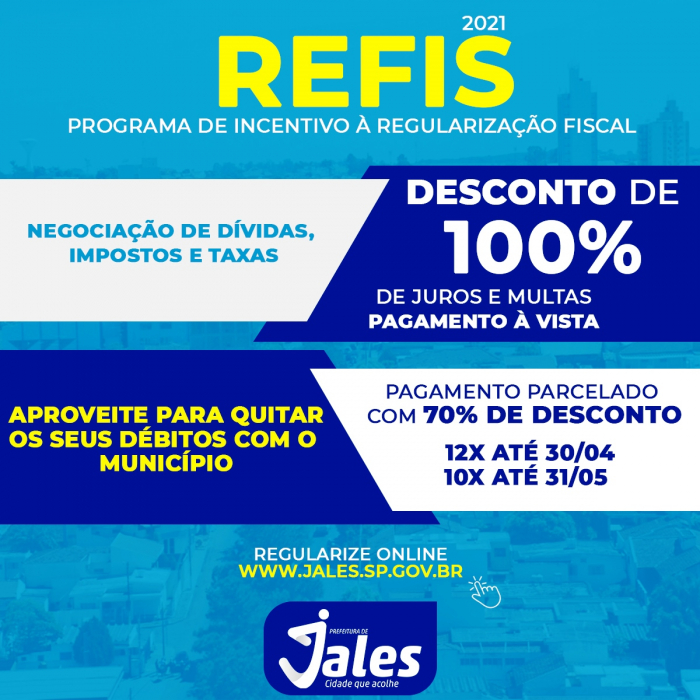 Contribuinte jalesense pode aderir ao Refis de forma totalmente on-line