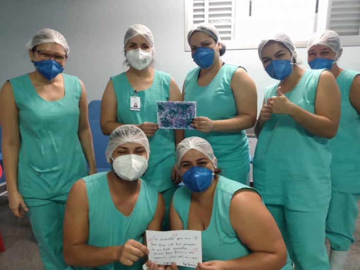 Bruna, do Recursos Humanos, Fernanda, Suellen, Laís, Kenyo e Rosemara, da Enfermagem e Nilce, do Serviço de Higiene e Conservação