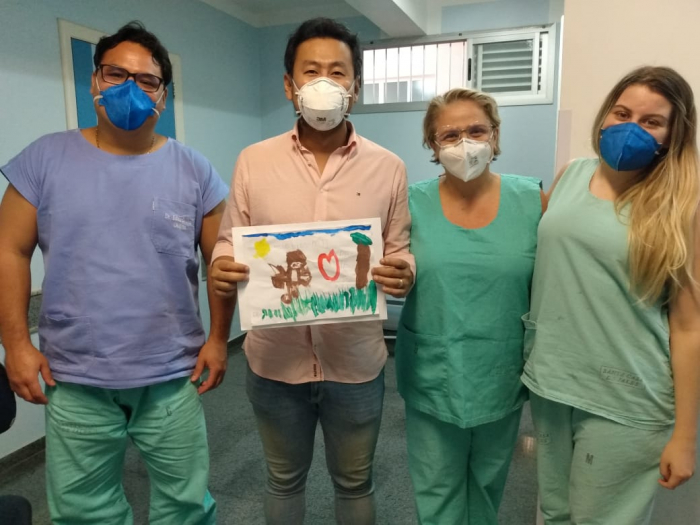 Dr. Eduardo Okajima, Dr. Mauricio Kenzo, Fisioterapeuta Luciene e Dra. Paula Bavaresco