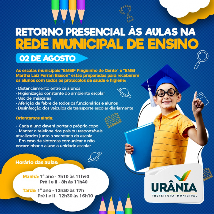 Secretaria de Educação de Urânia elabora plano de retorno seguro às aulas presenciais