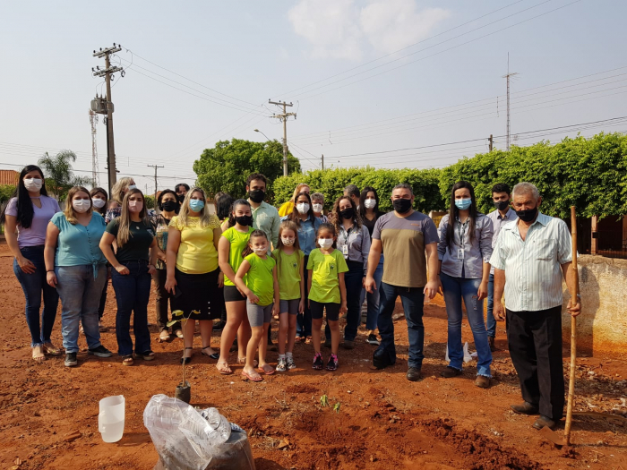 Plantio de árvores é realizado em Escola Municipal de Santa Albertina