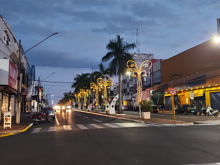 A população já pode conferir as luzes de Natal brilhando na Avenida Francisco Jalles