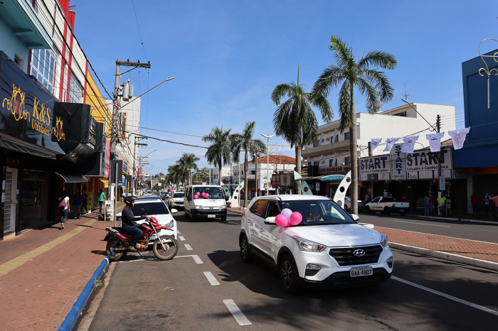 A comitiva percorreu o centro da cidade em alusão ao Dia Internacional de Luta Contra a Violência à Mulher
