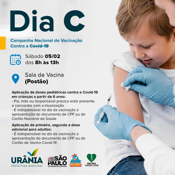 Dia C de vacinação contra a Covid-19 será realizado neste sábado em Urânia