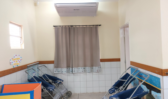 Aparelhos de ar condicionado foram instalados nas EMEIs Professor Antonio Di Bernardo Perez e da EMEI Professora Diva Maciel Jorge