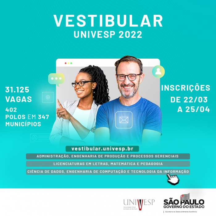 Univesp abre inscrições para o vestibular a partir de 22 de março