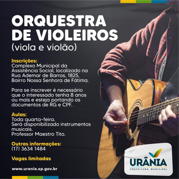 Inscrições para Orquestra de Violeiros encerram nesta semana em Urânia