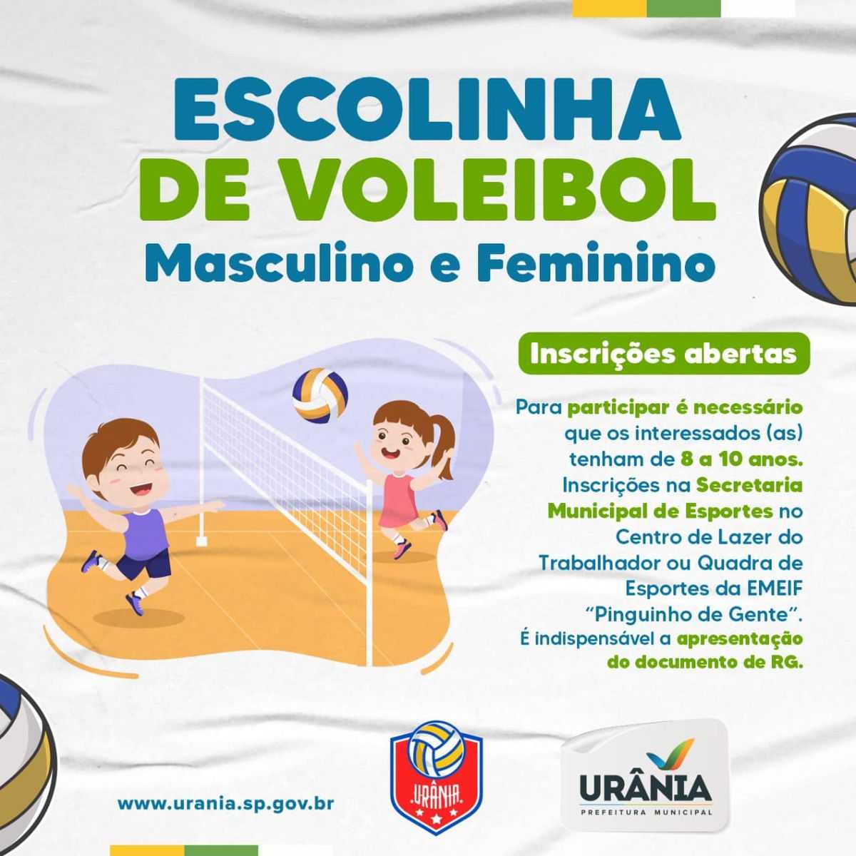 Estão abertas as inscrições da Escolinha de Voleibol de Urânia