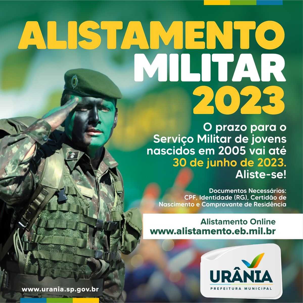 Começou o período de alistamento militar para jovens nascidos em 2005