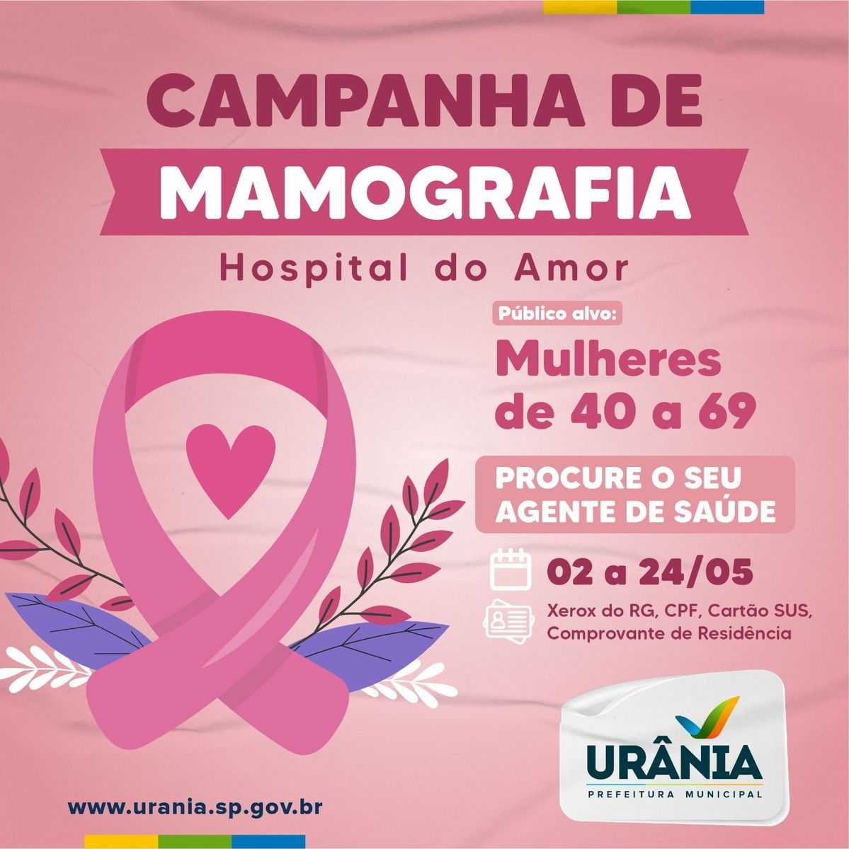 Urânia terá Campanha de Mamografia no mês de maio