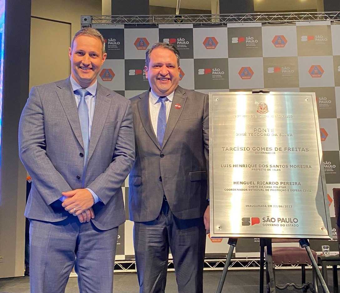 Luis Henrique e Tarcísio inauguram ponte da Rua 19 em evento no Palácio dos Bandeirantes