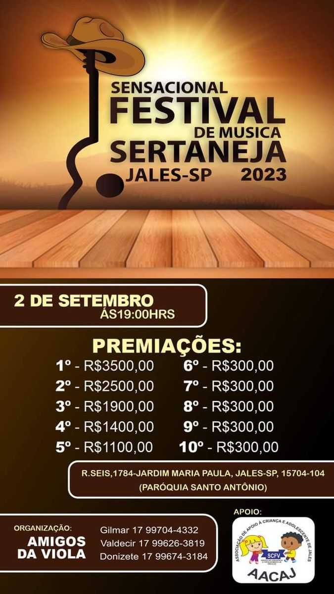 Sensacional Festival de Música Sertaneja de Jales será no dia 02 de setembro