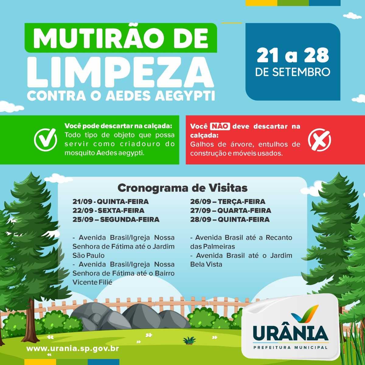 Prefeitura realiza Mutirão de Limpeza de 21 a 29 de setembro em Urânia